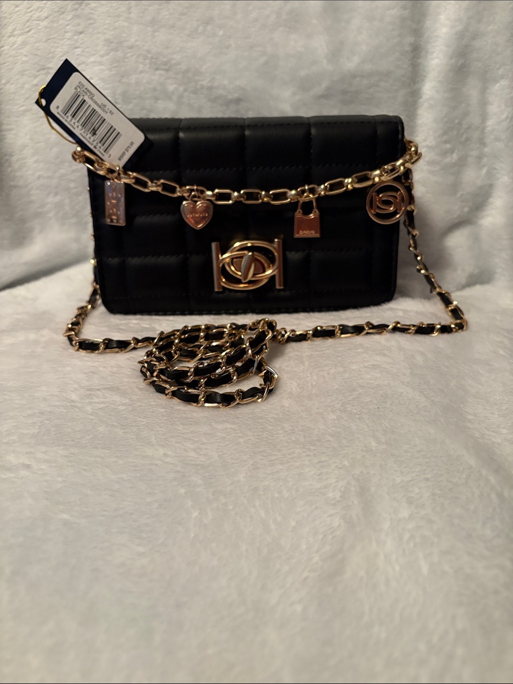 BebeBlack Quilted Chain Crossbody Bag with Gold Hardware